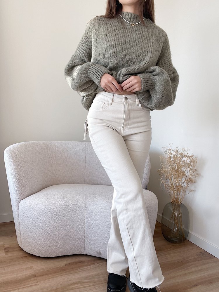 Kaila Wide Leg Jeans / Beige