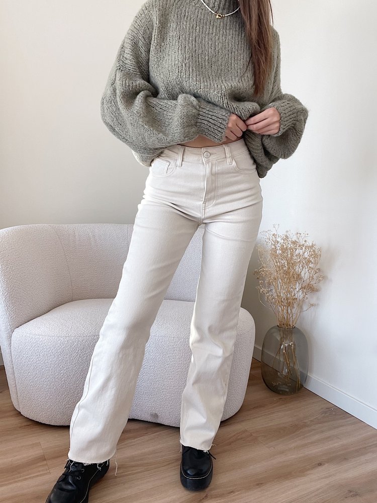 Kaila Wide Leg Jeans / Beige