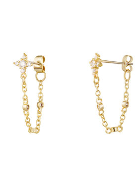 Gold Sparkle Star Chain Earrings