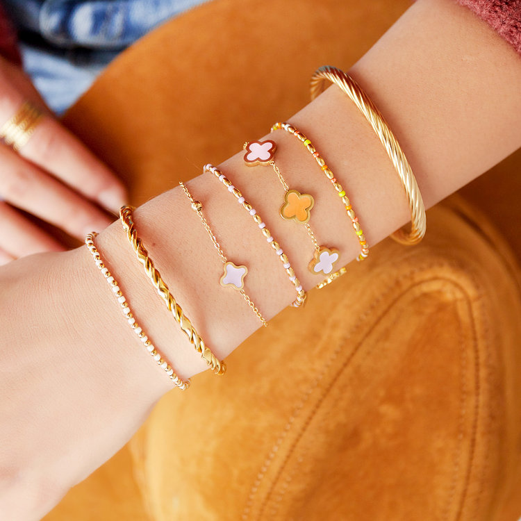 Gold Five Clover Bracelet / Multi 1