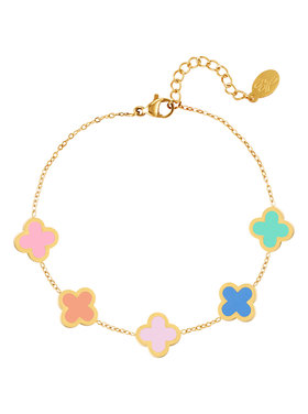 Gold Five Clover Bracelet / Multi 1