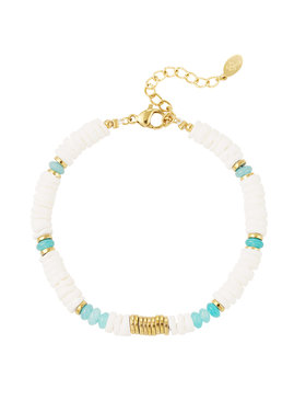 Stone Beaded Bracelet / White & Blue