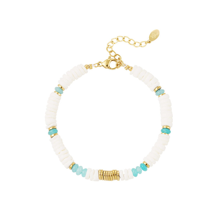 Stone Beaded Bracelet / White & Blue