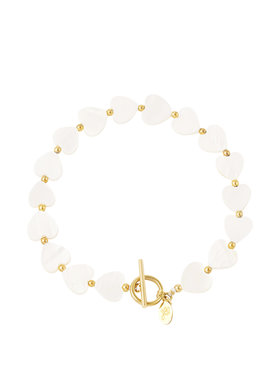 Gold Pearl Heart Pin Lock Bracelet