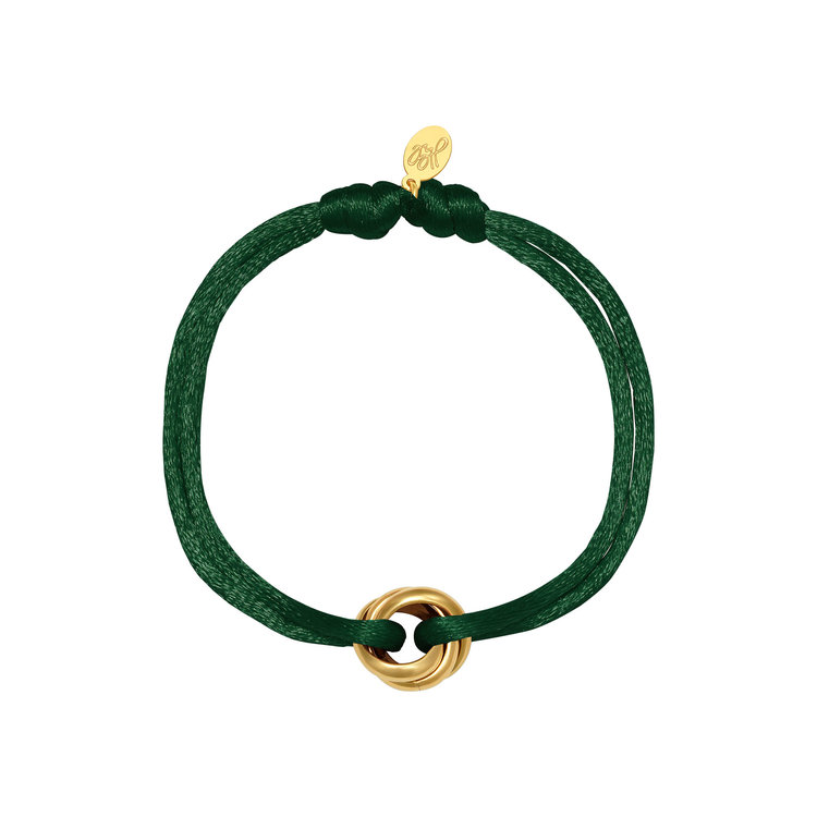 Gold Knot Satin Bracelet / Dark Green