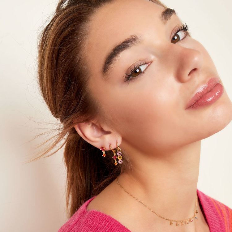 Gold Two Stone Studs / Green