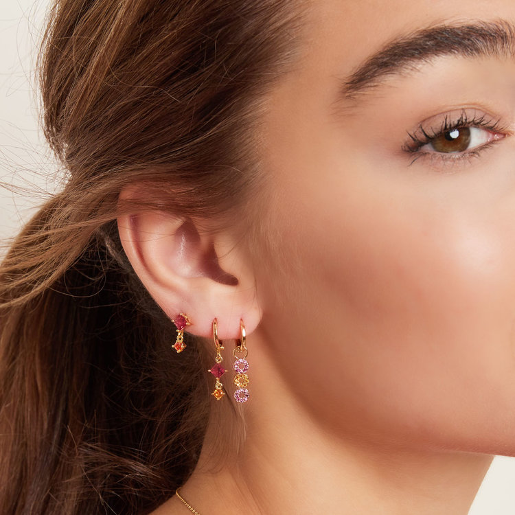 Gold Two Stone Studs / Green