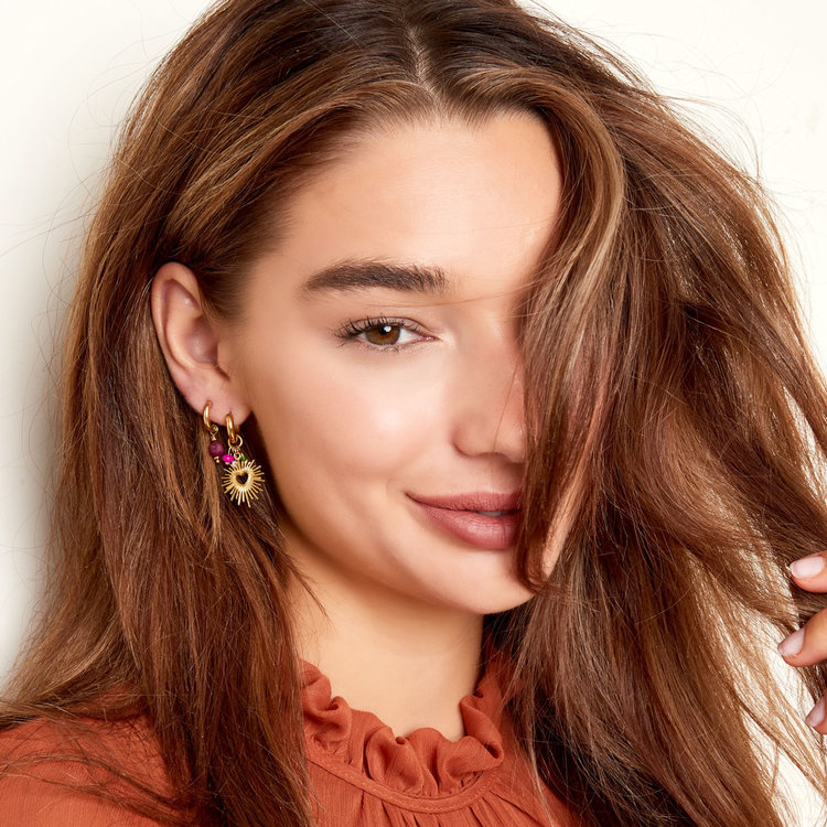 Gold Heart Rays Earrings