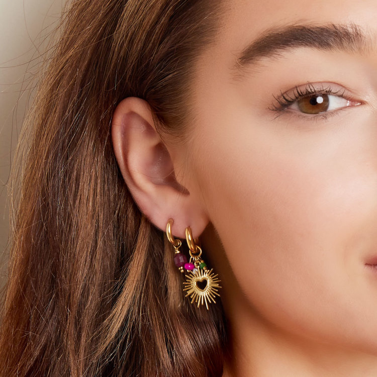 Gold Heart Rays Earrings
