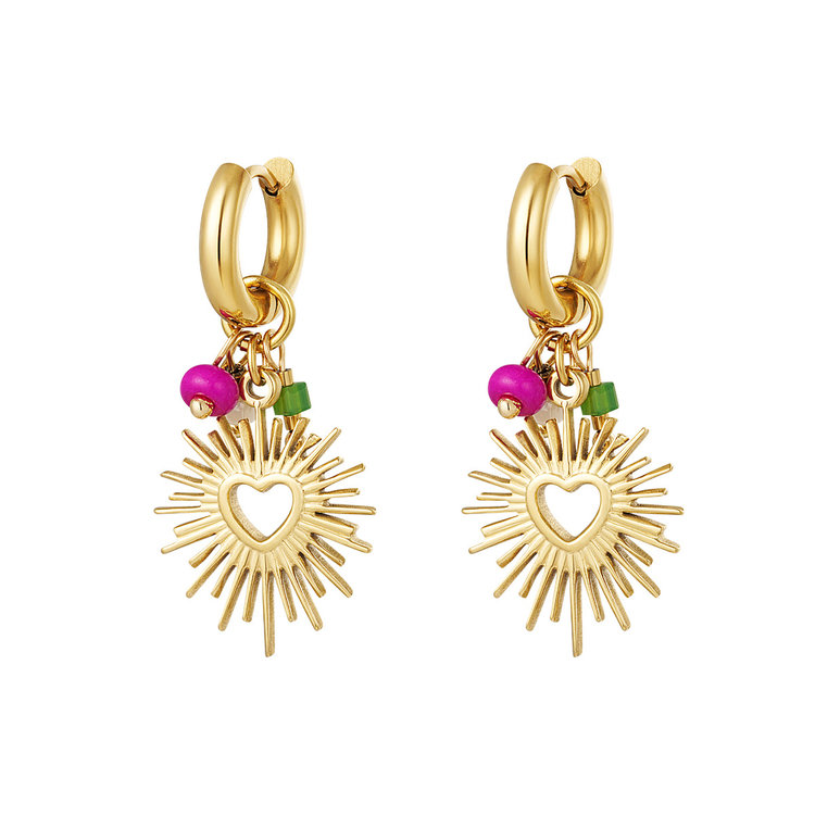 Gold Heart Rays Earrings
