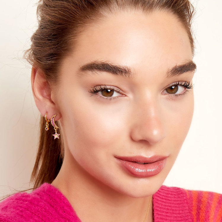 Gold To The Moon Earrings / Fuchsia