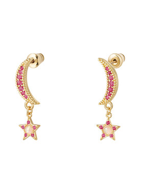 Gold To The Moon Earrings / Fuchsia