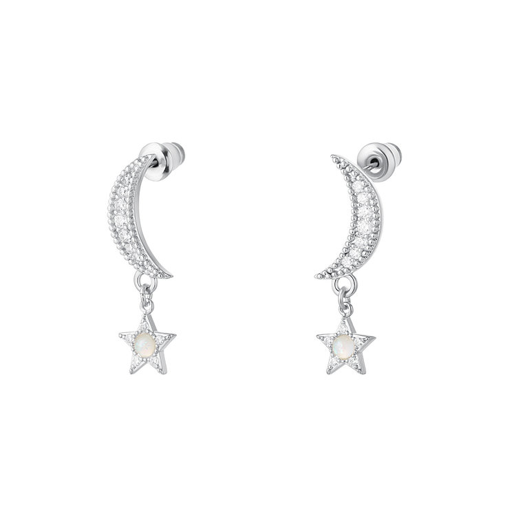 Silver To The Moon Earrings