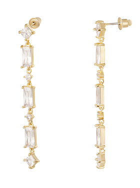 Gold Vintage Dangling Stones Earrings / White