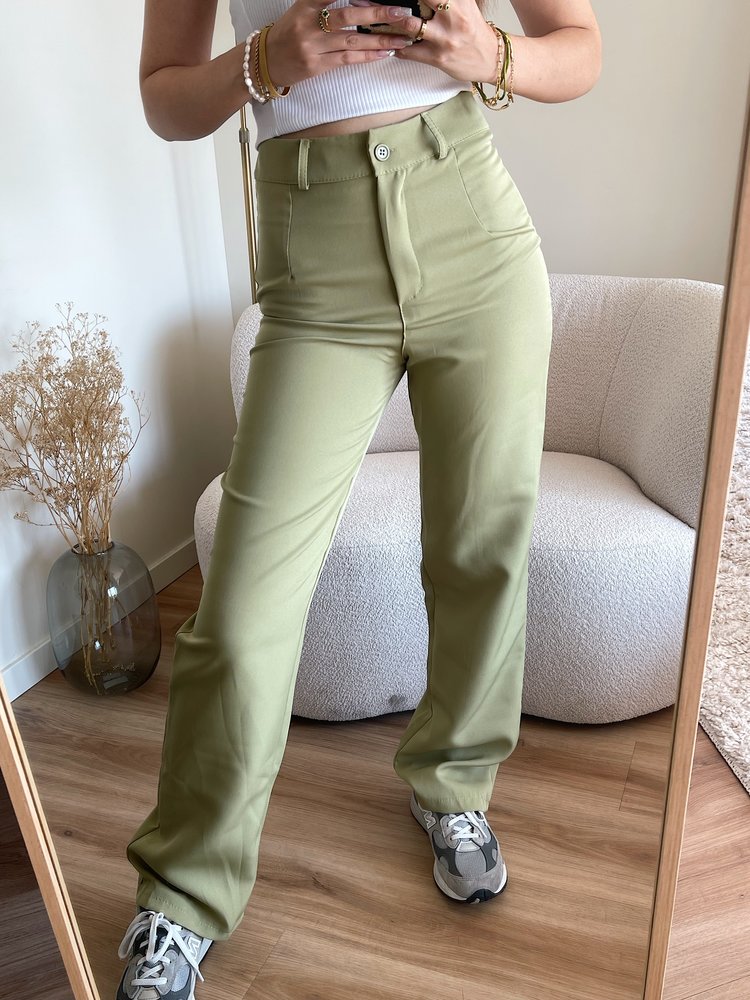 Onyx Wide Leg Trousers / Olive Green