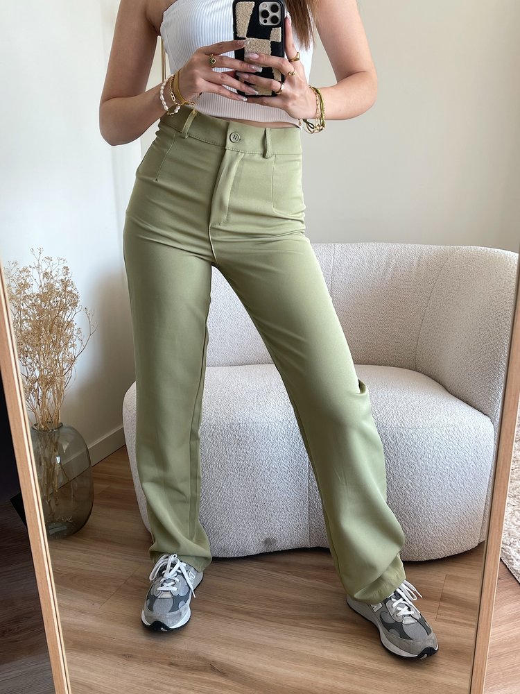 Onyx Wide Leg Trousers / Olive Green