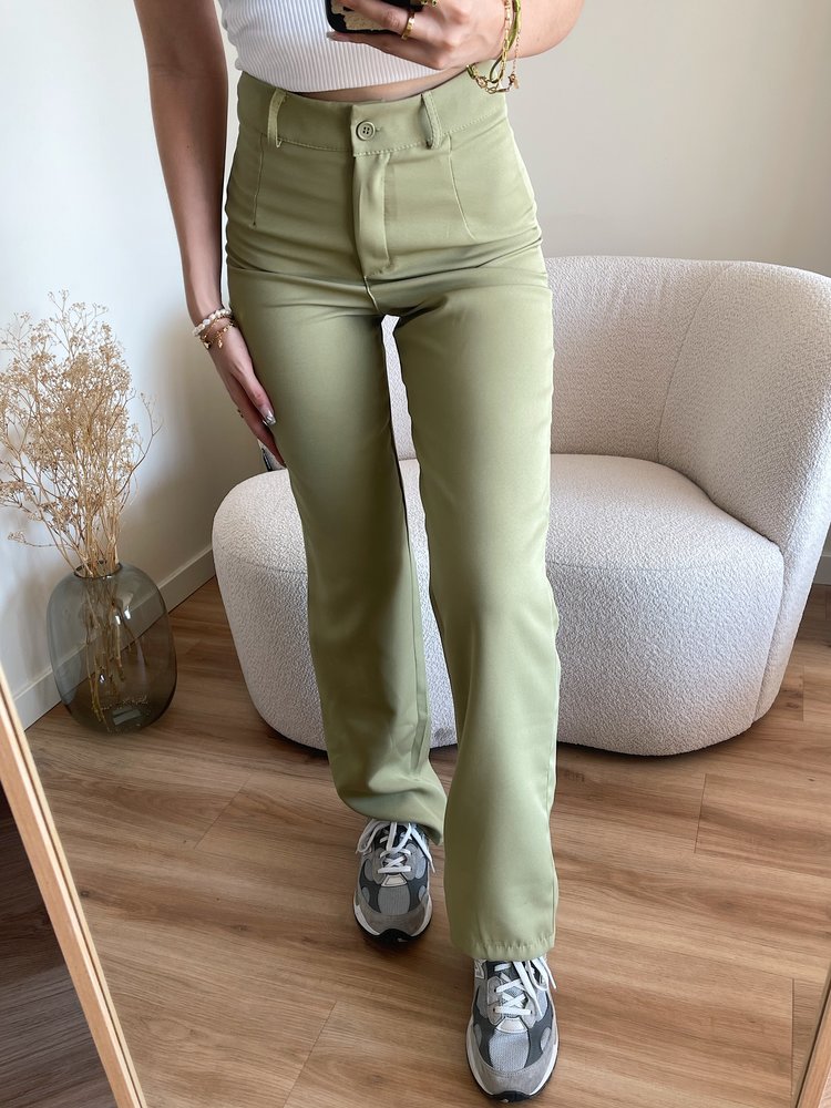 Onyx Wide Leg Trousers / Olive Green