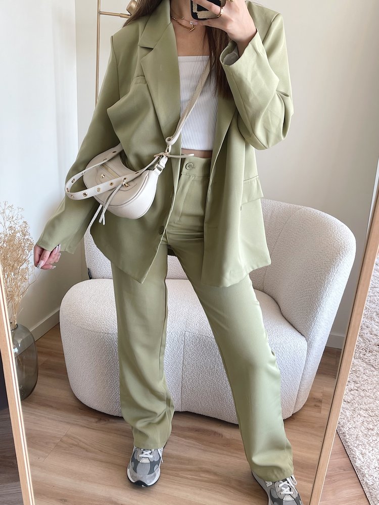 Onyx Wide Leg Trousers / Olive Green