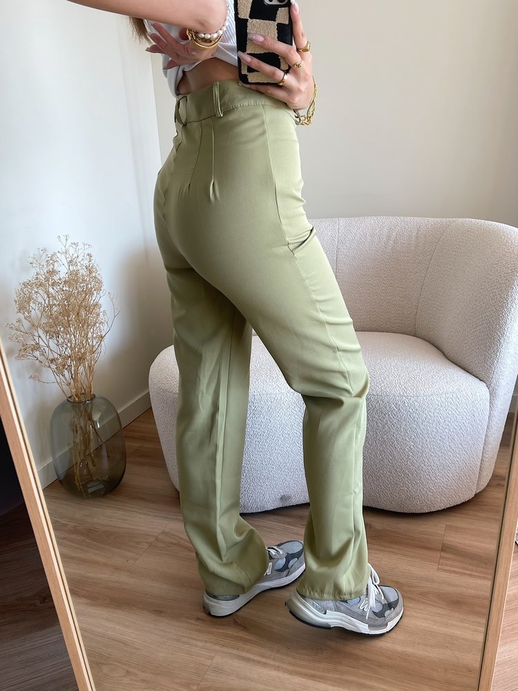 Onyx Wide Leg Trousers / Olive Green