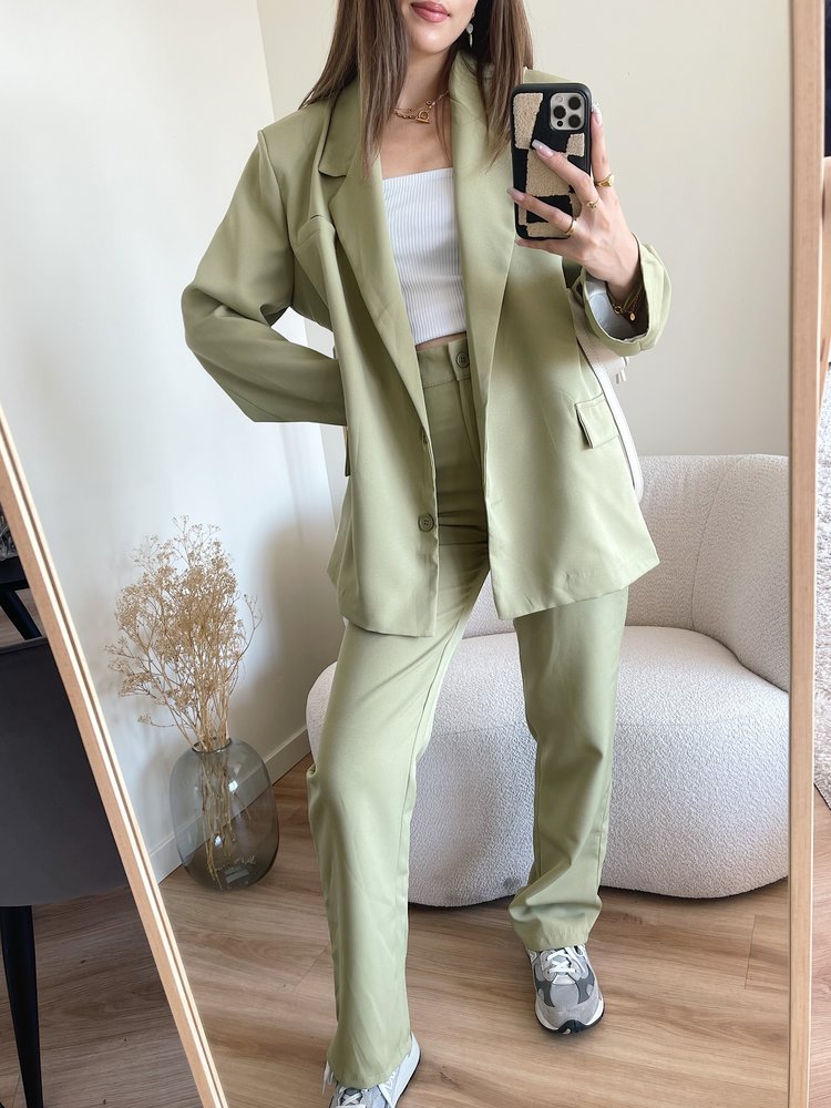 Onyx Wide Leg Trousers / Olive Green