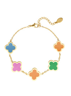 Gold Five Clover Bracelet / Multi 2