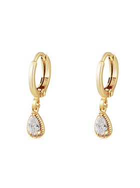 Gold Little Drop Earrings / White