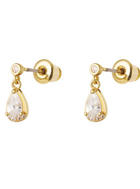 Gold Little Drop Studs / White