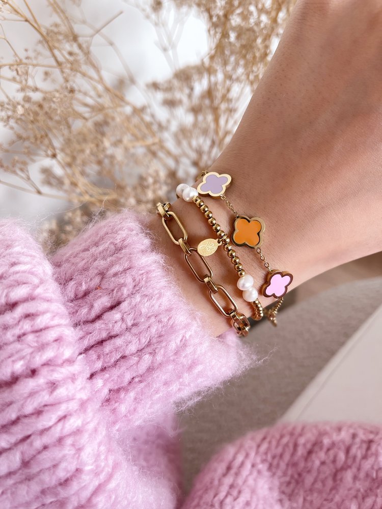 Gold Five Clover Bracelet / Multi 1