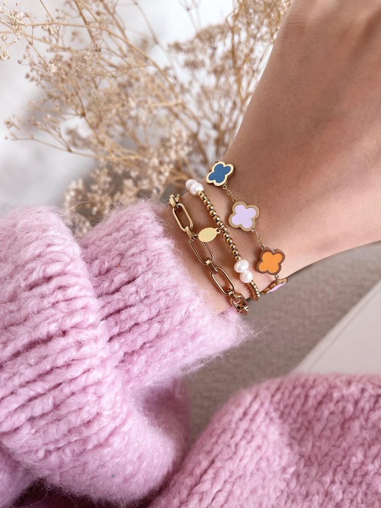 Gold Five Clover Bracelet / Multi 1