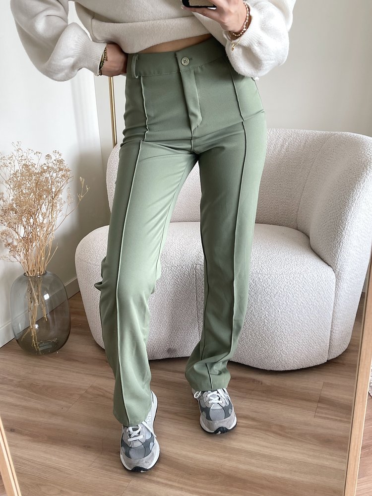 Amaia Wide Leg Trousers / Olive Green