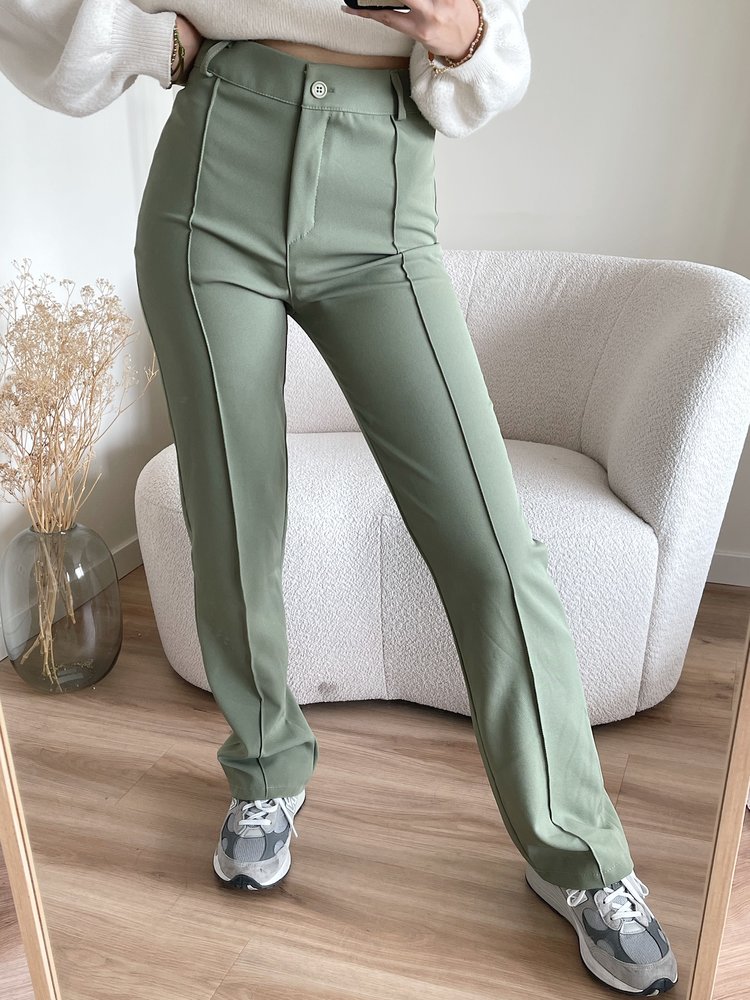 Amaia Wide Leg Trousers / Olive Green