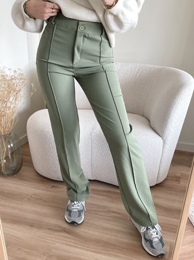 Amaia Wide Leg Trousers / Olive Green