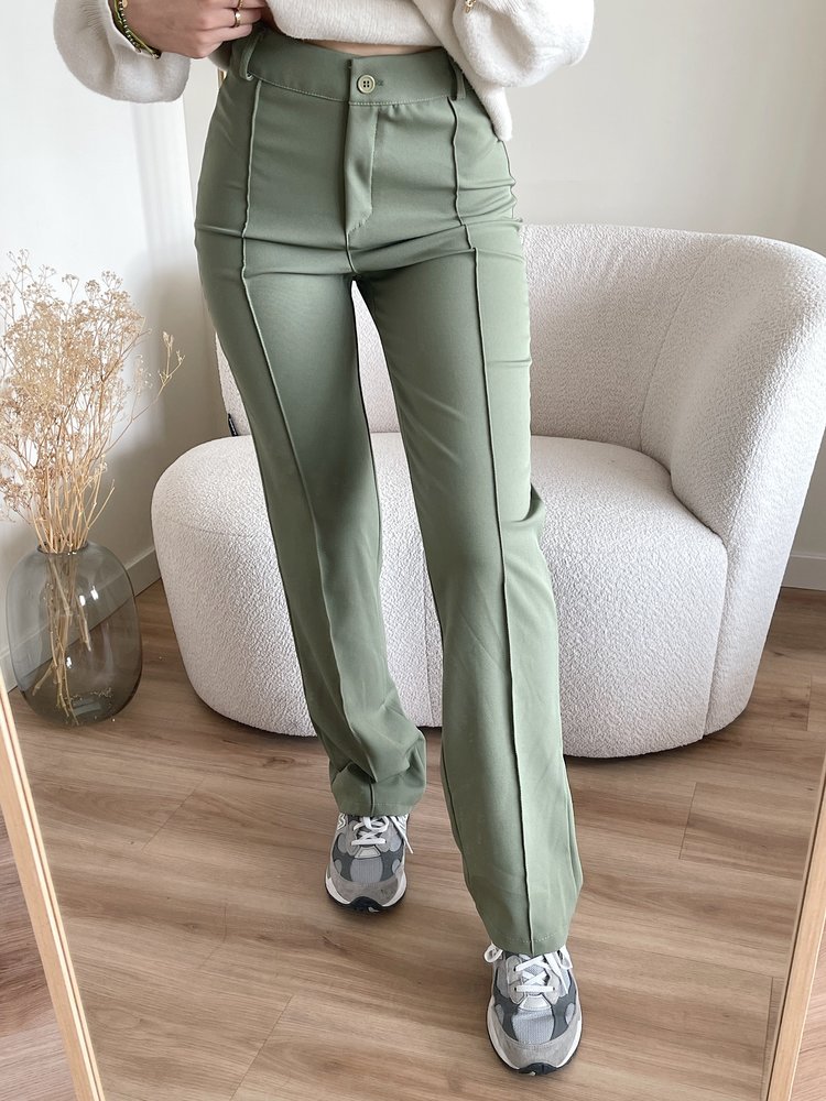 Amaia Wide Leg Trousers / Olive Green