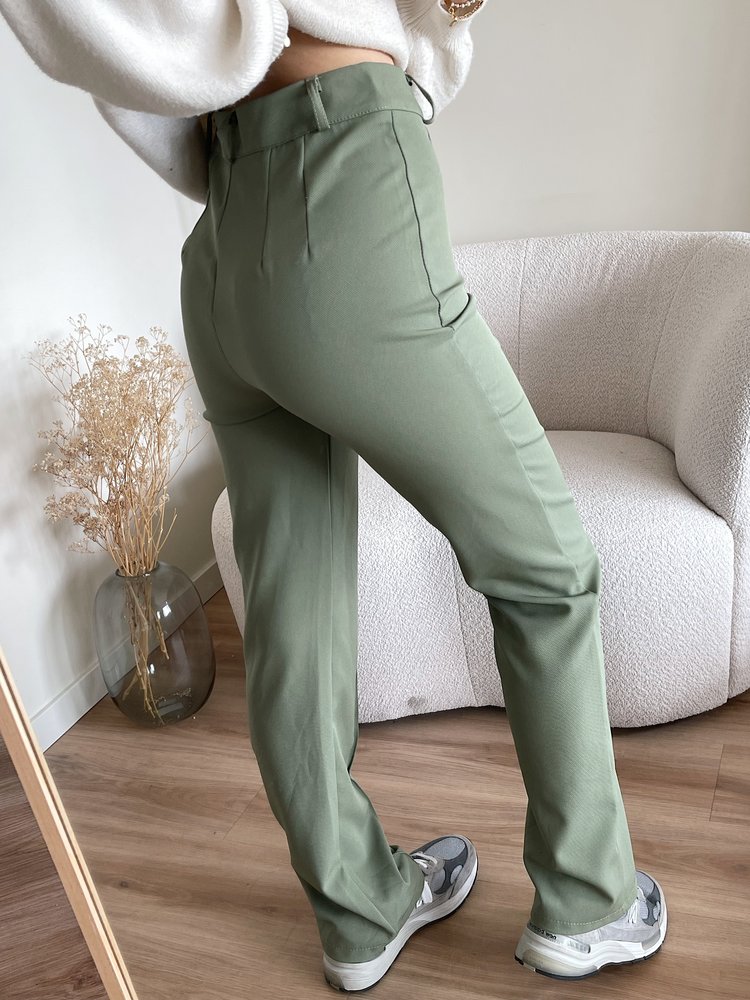 Amaia Wide Leg Trousers / Olive Green