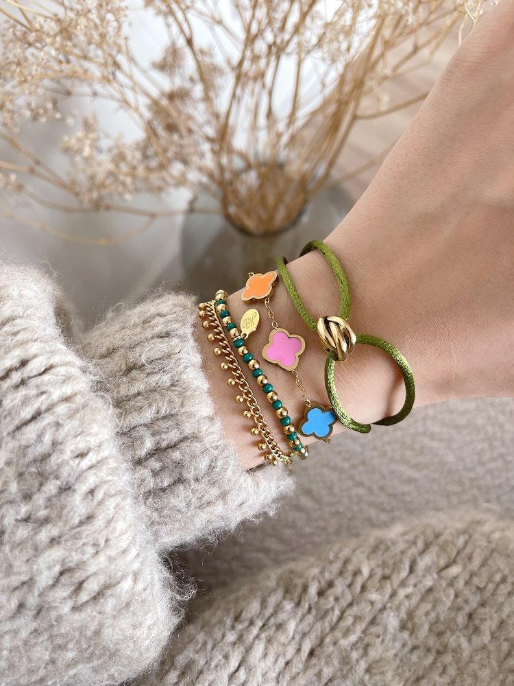 Gold Five Clover Bracelet / Multi 2