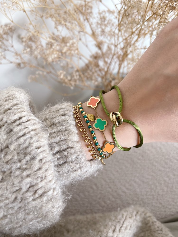 Gold Five Clover Bracelet / Multi 2