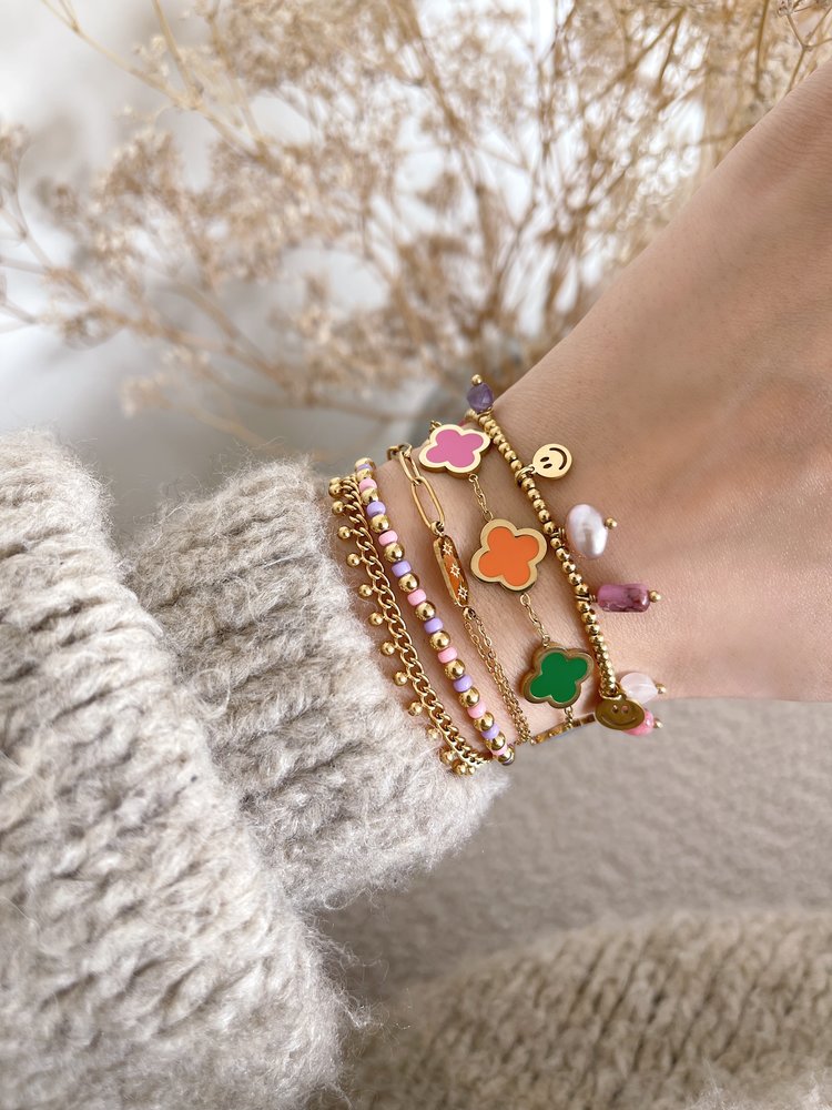 Gold Five Clover Bracelet / Multi 2