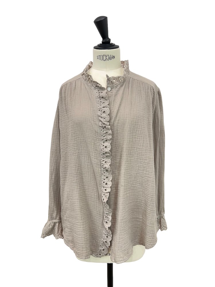 Sienna Embroidered Blouse / Dark Beige