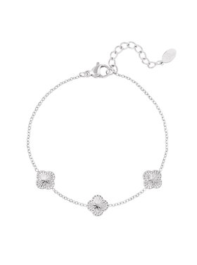 Silver Textured Clovers Bracelet