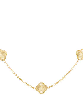 Gold Textured Clovers Necklace