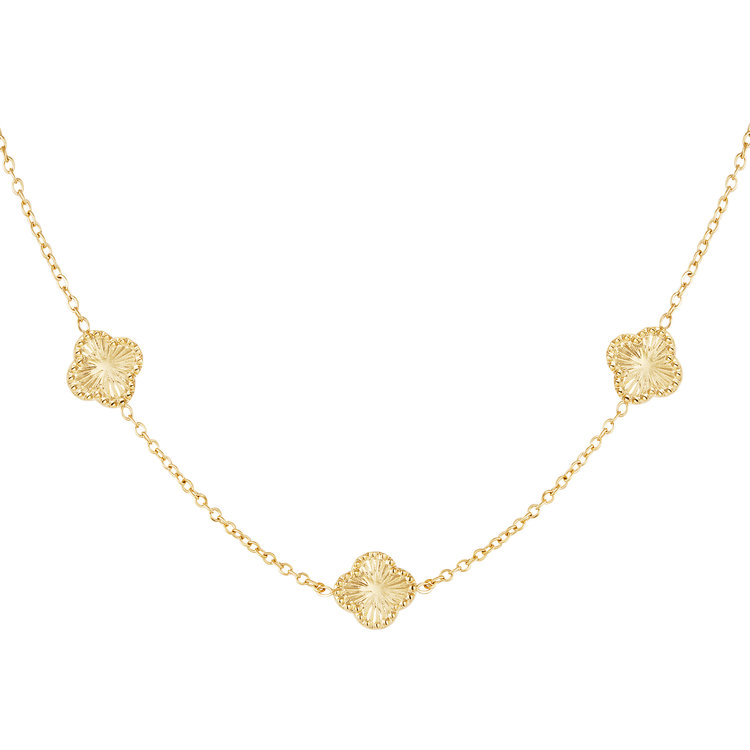 Gold Textured Clovers Necklace
