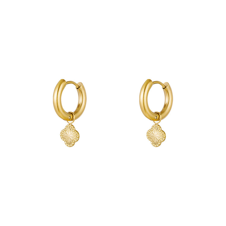 Gold Textured Clover Earrings