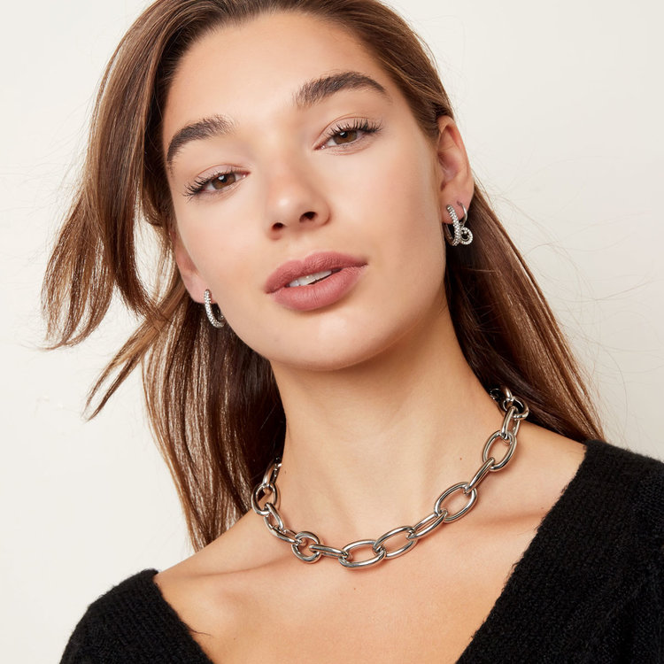 Silver Sparkle Oval Earrings