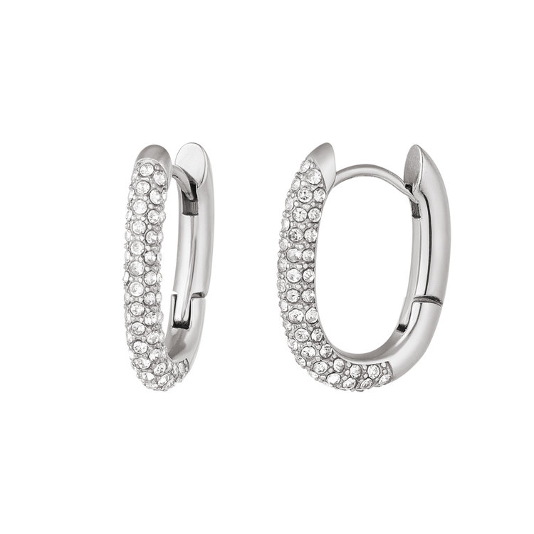 Silver Sparkle Oval Earrings