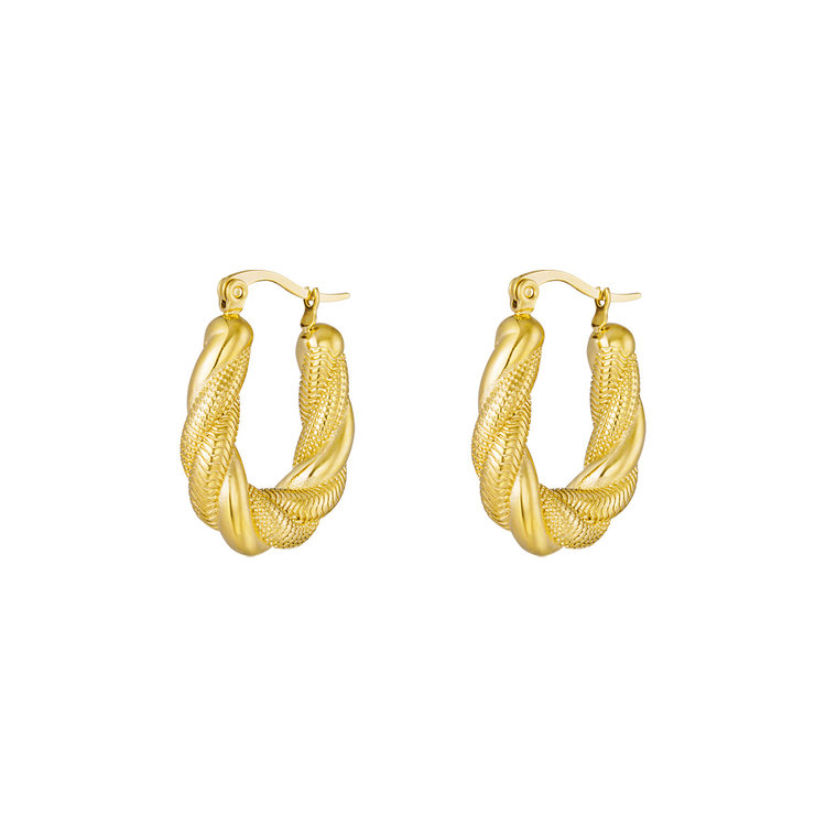 Gold Bold Twist Earrings