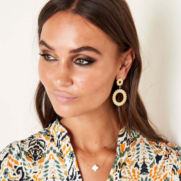 Gold Seashell Clover Dots Necklace