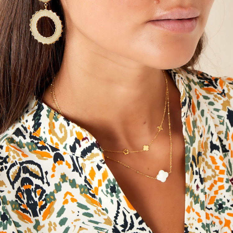 Gold Seashell Clover Dots Necklace