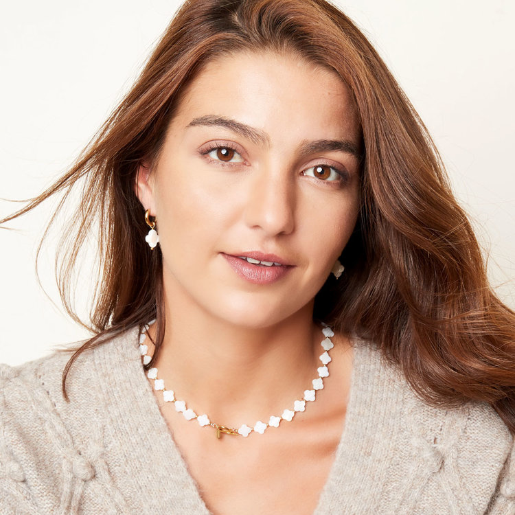 Gold Single Shell Clover Earrings