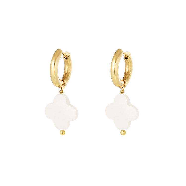 Gold Single Shell Clover Earrings
