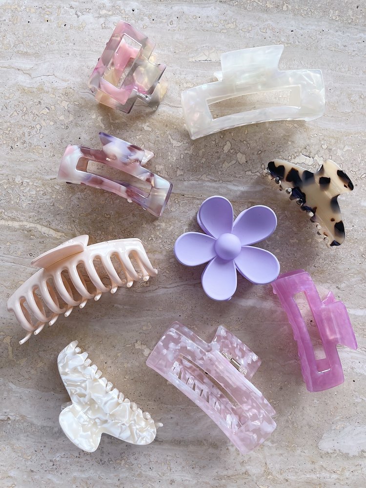 Eri Marble Hair Claw / Beige